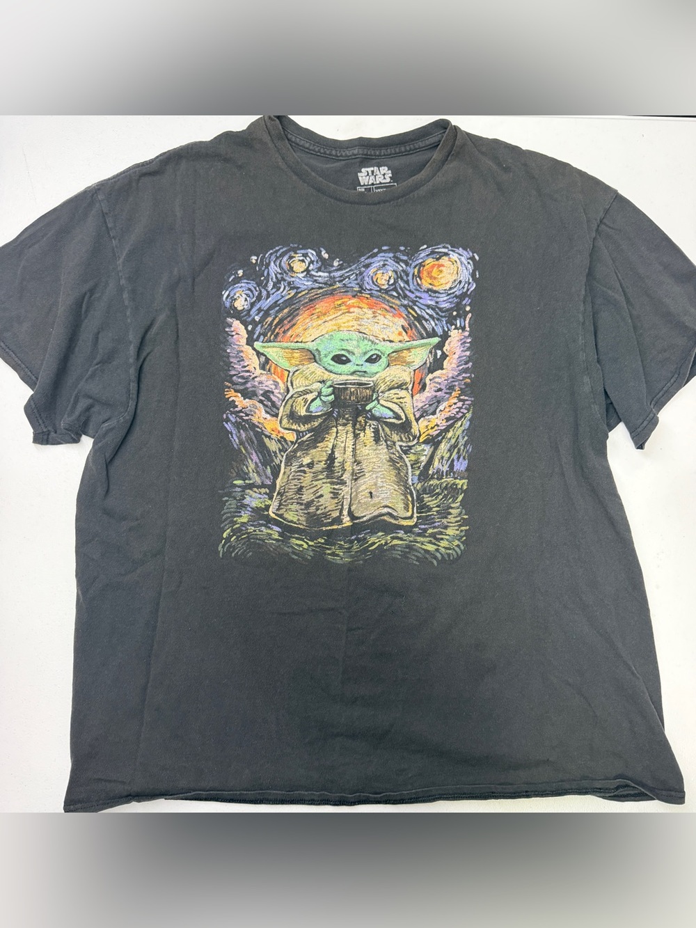Star Wars Grogu Baby Yoda Starry Night Graphic T-Shirt Men’s 2XL Black